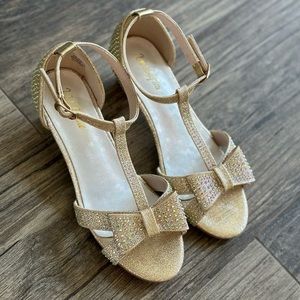 Gold Rhinestone Dress Heels/Sandals Open Toe Little Girls Sz2
